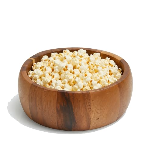 Woodard & Charles Acacia Wood Individual Salad & Snack Bowl, 6.5" x 2.5" | Acacia Wood Serving Bowl for Salad, Snacks, Nuts, Candy, Chips, Popcorn and More; Great for Parties and Everyday Use - size: Single 6 1/2" x 2 1/2" Salad Bowl