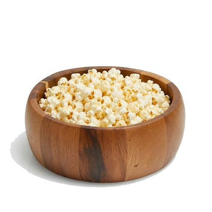 Woodard & Charles Acacia Wood Individual Salad & Snack Bowl, 6.5" x 2.5" | Acacia Wood Serving Bowl for Salad, Snacks, Nuts, Candy, Chips, Popcorn and More; Great for Parties and Everyday Use - size: Single 6 1/2" x 2 1/2" Salad Bowl