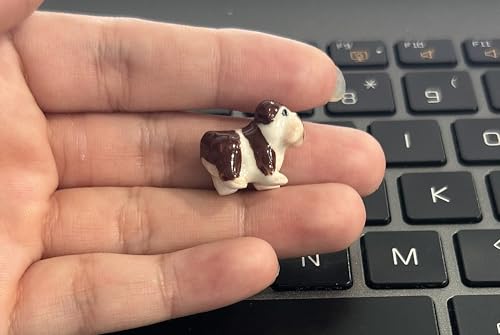 Adorable Mini Ceramic Animal Figurine – Porcelain Miniature Collectible Decor (Dark Brown Puppy) - style: Dark Brown Puppy