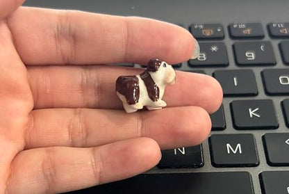 Adorable Mini Ceramic Animal Figurine – Porcelain Miniature Collectible Decor (Dark Brown Puppy) - style: Dark Brown Puppy