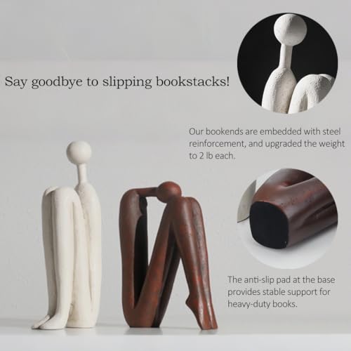 BANOMII Decorative Bookends for Heavy Books, Thinker Statue Book Holders for Shelves & Office Desk, Abstract Decor Aesthetic Book Ends Stoppers, Modern Bookshelf Decoration - style: Thinkers