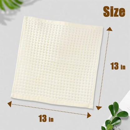 Cleanbear Wash Cloths 12 Pack - Cotton Waffle Weave, Lightweight, 13” x 13” | Absorbent & Quick-Drying Washcloths Set for Showering, Face, Body, Bathroom, Kitchen, Gym, Cream - color: Cream