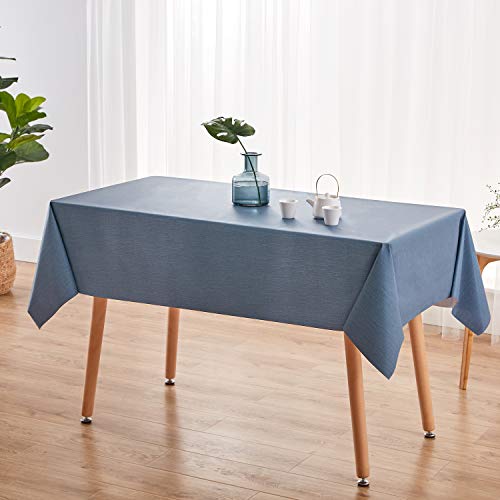 NLMUVW 48 Inch Square Vinyl Tablecloth, Heavy Duty PVC Table Cloth Small Table Cover Waterproof Wipde Clean for Kitchen Dining Picnic, Blue, 48 x 48 inch - color: Blue, size: 48" x 48" (Square)