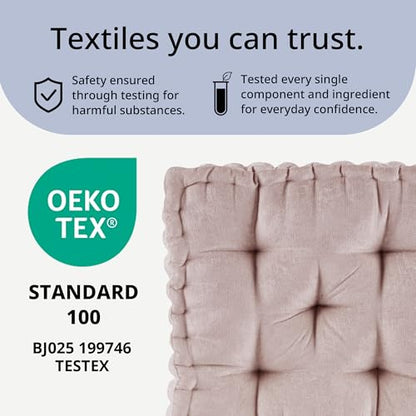 Intelligent Design Floor Pillow Meditation Cushion, 20x20 Blush | Sitting for Adults Yoga, Shredded Foam Filled, Chenille Tufted Cover, Handsewn Scalloped Edge, OEKO-TEX Certified - color: Blush