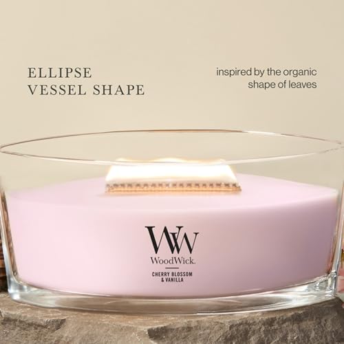 WoodWick Cherry Blossom & Vanilla Scented Ellipse Candle - color: Cherry Blossom & Vanilla, size: 16oz