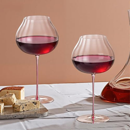 KAMMAK Crystal Red Wine Glasses Set of 2, 24.69 oz Stemmed Glasses, XY016 | Hand Blown, Bordeaux Wine Glasses, Thin Rim & Long Stem, Red & White, Daily Use, Wedding or Birthday Gift for Women - size: 8KPDSXY016