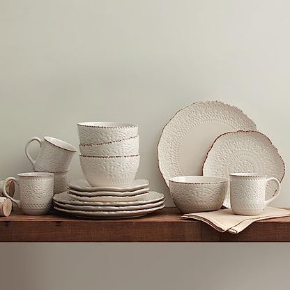 Pfaltzgraff Chateau Cream 16-Piece Stoneware Dinnerware Set, Service for 4, Off White - style: 16-Piece Stoneware Dinnerware Set