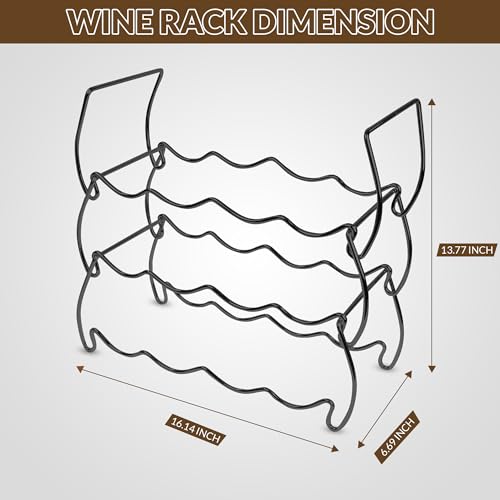 3-Tier Countertop Wine Rack, 12-Bottle Stackable Metal Liquor Display Shelf - color: Black