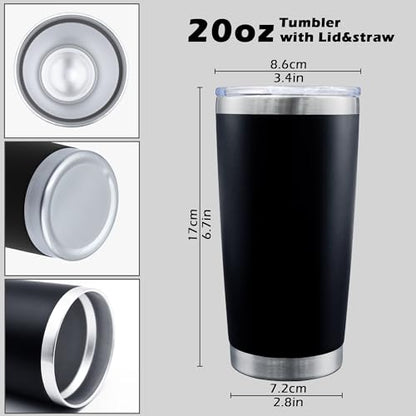 20oz Tumbler with Lid Stainless Steel Tumblers Insulated Mug Black 12P - color: Black