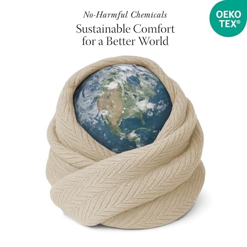 Threadmill Cotton King Blanket, Herringbone, Beige, All-Season Breathable | 100% Cotton, Herringbone Pattern, 106x92 in, Breathable, All-Season, OEKO-TEX Certified, Machine Washable - color: Beige, size: King (106" x 92")
