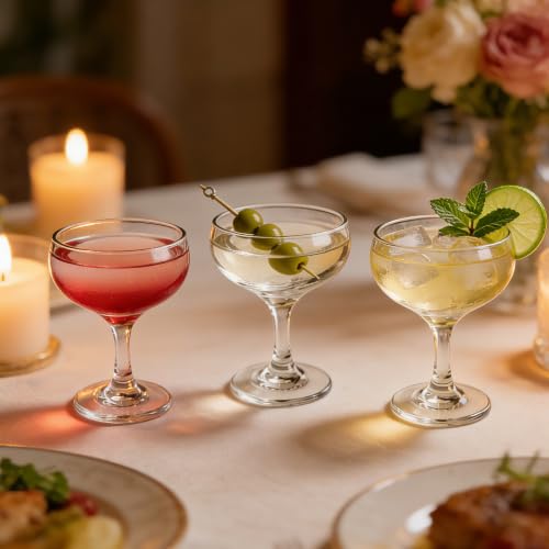 Valeways Shot Glasses - 4oz Cocktail Glasses Set of 6 - True Coupe/Martini Glasses