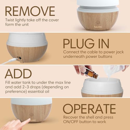 SALKING Essential Oil Diffuser with Remote Control, 100ml Diffuser for Home | 2 Mist Modes Ultrasonic Diffuser, Timer, Aromatherapy Diffuser for Essential Oils, Cool Mist Humidifier, for Bedroom, Office - color: Remote Control