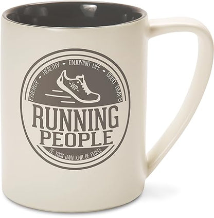 Pavilion - Running People - Gray & Cream 18 oz Coffee Mug