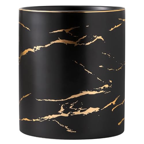 7.2 inch Large Utensil Holder for Kitchen Counter, Golden Marble Utensil Crock Spatula Holder for Countertop Cooking Tools Storage Caddy Farmhouse Kitchen Decor (Marble-Black) - color: Marble black, size: 7.2inch