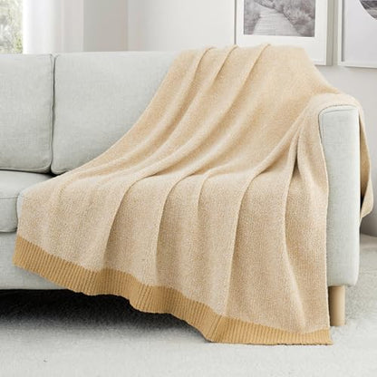 Carriediosa Heather Throw Blanket 50x60, 400GSM Ultra Soft Microfiber | Yolk Yellow, Fuzzy Fluffy Cozy Plush Knit Knitted Throws, Lightweight Cute Preppy Fall Blankets for Couch, Bed - color: Heather - Yolk Yellow, size: 50" X 60"
