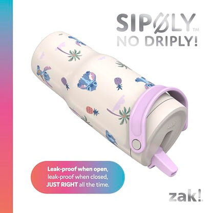 Zak Designs Disney Stitch Siply 20oz Leak-Proof Straw Insulated Tumbler | BPA Free, Stainless Steel, Handle, Cupholder Friendly, Dishwasher Safe, Kids Water Bottle, Reuseable For School, Home, Travel - color: Lilo and Stitch