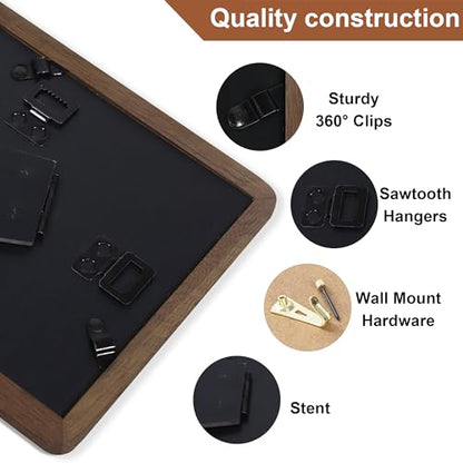 8x10 Picture Frame Set of 2, Natural Walnut Wood Solid Wood 8 by 10 Photo Frames with 5x7 Mat with Real Glass for Wall and Tabletop Display - color: Natural Walnut, size: 8x10-2Pack
