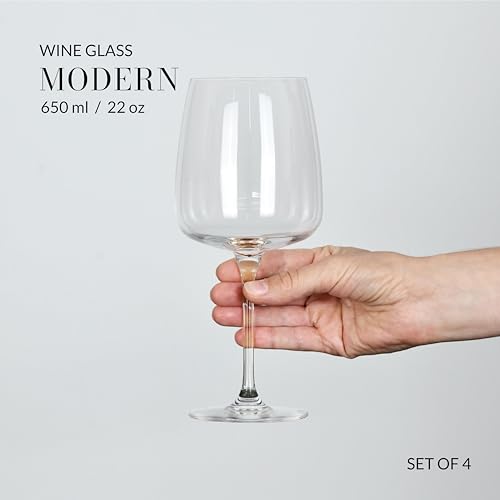 Krosno White Wine Glasses Set of 4, 16.2 oz, Modern Collection | Red Wine Glasses, Rosé, Cocktails, Aperol, Water, Glass, Lead-Free Crystal, Dishwasher Safe, Idea Reaglo - size: 16.2 Ounces