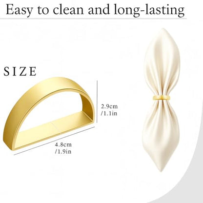 40 Pcs Stainless Steel Napkin Rings - Matt Gold Napkin Holder(Semicircle) | Matt Gold Napkin Holder Buckles for Table Kitchen Dinner Party Wedding Christmas Party - size: 40Pcs Gold