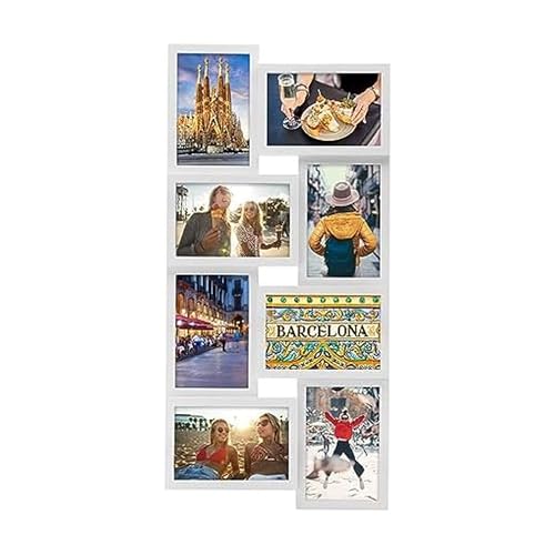 MELANNCO Collage Picture Frame for Wall, 8-Opening Photo Display Holds Four 6x4 and Four 4x6 Photos, 24x12 Inch White Plastic Frame for Home Decor, Horizontal or Vertical Hanging - color: White, size: 24 x 12 Inch
