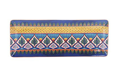 Bico Havana Ceramic 14 inch Rectangular Serving Platter, Set of 2, for Serving Salad, Pasta, Cheese, Ham, Appetizer, Microwave & Dishwasher Safe - style: Havana