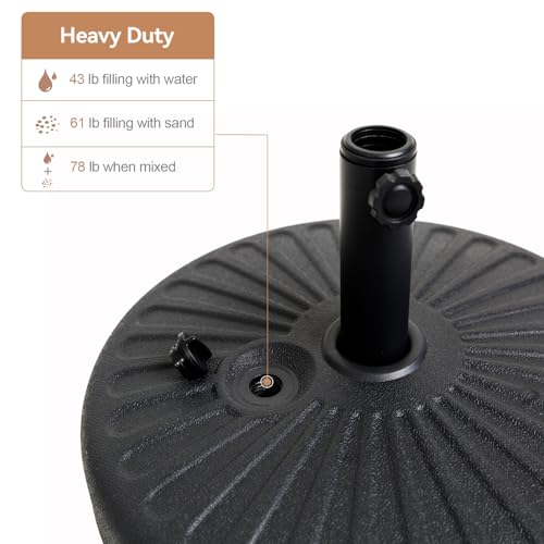 C-Hopetree 78 lb Heavy Duty Water Fillable Base Stand for Patio Outdoor Market Table Umbrella, Black - size: 78lb