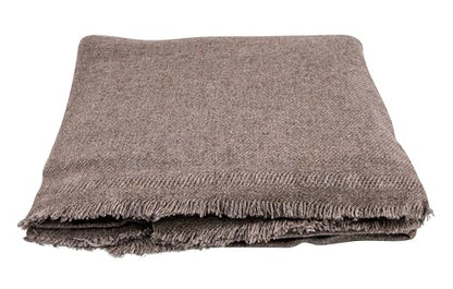 Cashmere Blanket – Hand Woven 100% Pure Wool Throw Blanket, 135 x 270 cm – Plain Cozy, and Soft Blanket for Bed, Sofa, or Couch - Made in Nepal - color: Dark Brown