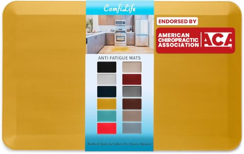 ComfiLife Anti Fatigue Floor Mat – 3/4 Inch Thick Kitchen Mats for Floor, Standing Desk Mat, Kitchen Rug – Comfort at Home, Office – Durable – Stain Resistant – Non-Slip Bottom (20" x 39", Mustard) - color: Mustard, size: 20" x 39"
