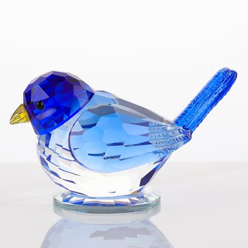 Arikyrist Hand Blown Glass Blue Bird Gifts for Women Birds Decor for Home | Crystal Bird Paperweights for Bird Lovers, Collectible Animals Figurine, Bird Decor for Desk Table, on Christmas Birthday - color: Blue