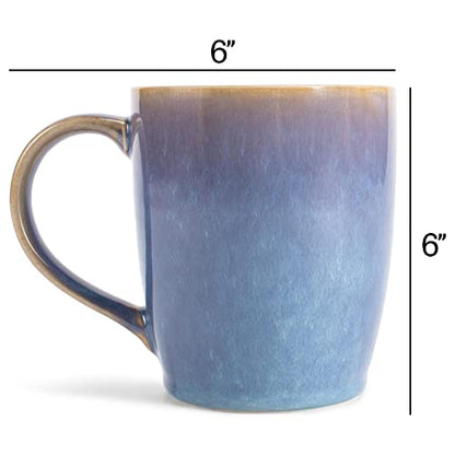 Elanze Designs Reactive Glaze 17 ounce Ceramic Curved Body Mugs Set of 4, Ocean Sunrise - color: Ocean Sunrise