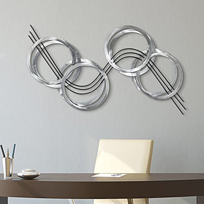 Empire Art Direct "Flowing Wall Art Hand Painted Etched Metal Wall Sculpture,Ready to Hang,Living Room,Bedroom & Office 46.9" x 25.2" x 1.2", Grey,metallic