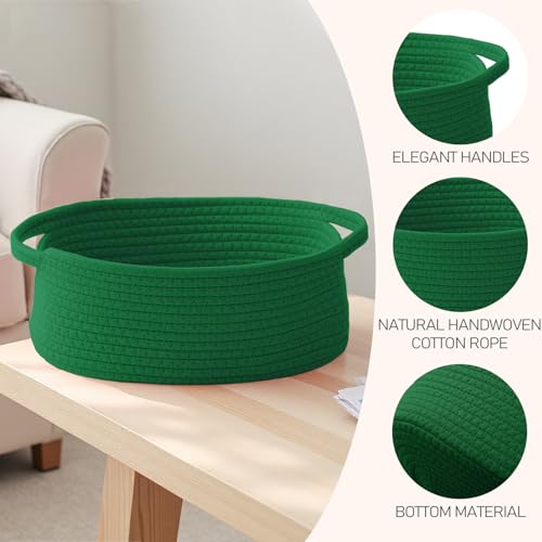 JMvicyroam Small Woven Basket, Empty Gift Basket, Green/1 Pack | Small Gift Basket, Cotton Rope, 12 x 8 x 18 in, Handles, Includes Ribbon and Bag, Birthday Gift Basket - color: Green, size: 1 Pack