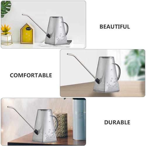 Beavorty Long Spout Watering Can 1.4l Grey for Indoor Outdoor Plants Succulents Garden with Precise Watering Bottle Design