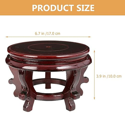 Vaguelly Wooden Plant Stand 6.3 Inch Indoor Flower Pot Holder Oriental Display Base for Succulents Vase Fishbowl Riser