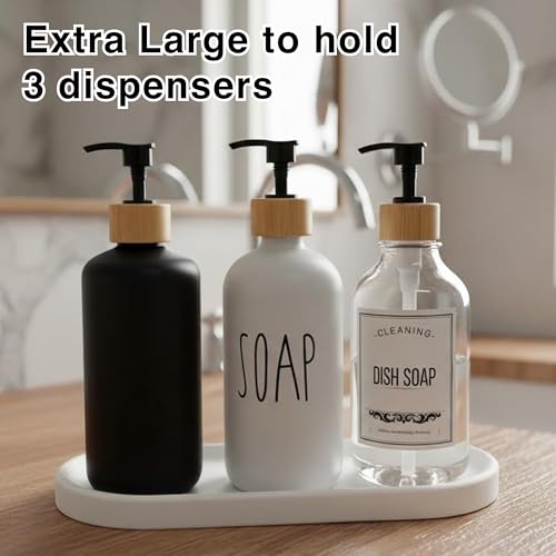Diatomite Stone Sink Tray - Quick Drying Stone Sink Caddy for Kitchen & Bathroom Countertop, Water Absorbing Tray for Sponge, Soap, Brush&Vanity Holder, Minimalist White