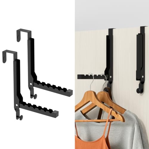 Over The Door Clothes Drying Rack for Clothing Hanger,Foldable Over The Door Storage Hooks,Space Saving Drying Rack Clothes for Dorm Laundry Room Bathroom Closets - color: Black-2(m2)