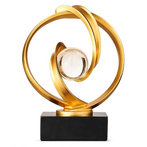 AWNR Modern Sculptures Living Room Shelf Decor Home Décor Accents | Gold Abstract Art Accessories Decoration for Coffee Table Entryway Console Office Desk Nightstand Shelves Housewarming Gift - color: Gold-b-a