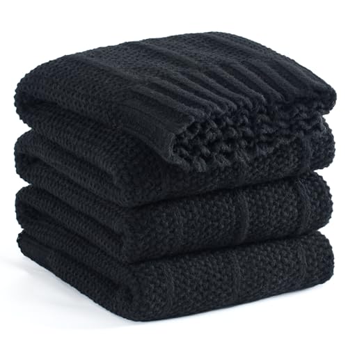 Carriediosa Knit Throw Blanket for Couch 50x60 Stripe Cable Knitted Throws | Black, Soft Textured Neutral Fall Blankets, Cozy Decorative Home Decor, Cover for Bed, Sofa & Outdoor Use - color: Black, size: 50" X 60"