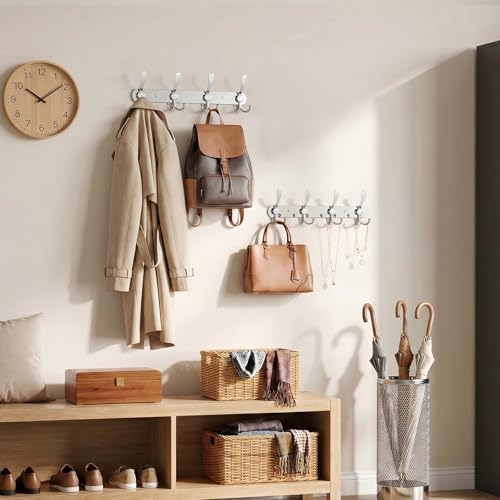 YUNISS Coat Rack Wall Mounted，4 Tri Stainless Steel Coat Hook for Coat Hat Robes Towel in Mudroom Entryway (Sliver, 1 Pack 4) - color: Sliver, size: 1 Pack 4