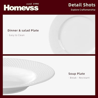 HomeVss, New Bone China Embossed Rain Drops 40pc Dinnerware Set - color: Rain Drops, size: Service for 8 - 40pc Set