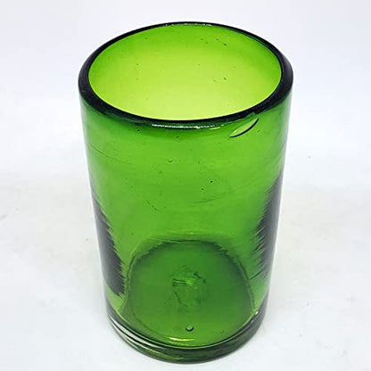 Solid Emerald Green 14 oz Drinking Glasses (set of 6), Recycled Glass, Lead-free, Toxin-Free (14oz Drinking) - color: Green, size: 14 oz