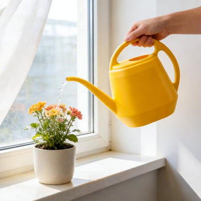 1Gal Yellow Plastic Watering Can Long Spout Indoor Greenhouse Plant | Plastic Watering Can with Long Spout and Handle, Large Watering Cans for Greenhouse,and Indoor