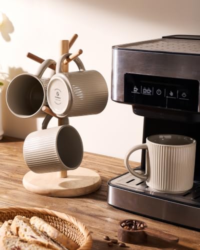 famiware Coffee Mug Set of 4, Star 12 oz Ceramic Mugs Cups Set with Handle | Stoneware Stackable Catering Cup for Coffee, Tea, Cappuccino, Latte, Microwave & Dishwasher Safe, Cinnamon Brown - color: Star-Cinnamon Brown, size: 4 Count (Pack of 1)