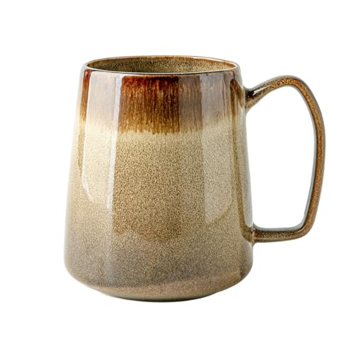 24 oz Extra Large Ceramic Coffee Mug Vintage Brown Cup with Handle | Oversized Pottery Latte Tea mug with Big handle, Lead-free, Microwave Dishwasher safe, Wide Bottom, Farmhouse Kitchen Decor - color: Brown