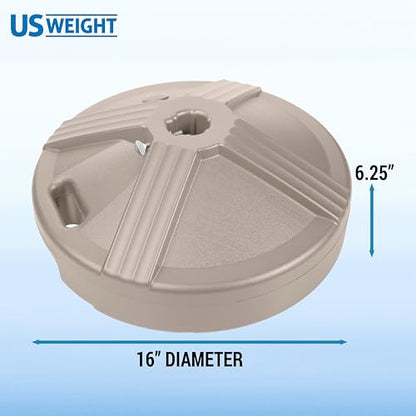 US Weight Durable 50 Pound Fillable Umbrella Base Designed to be Used with a Patio Table - color: Beige