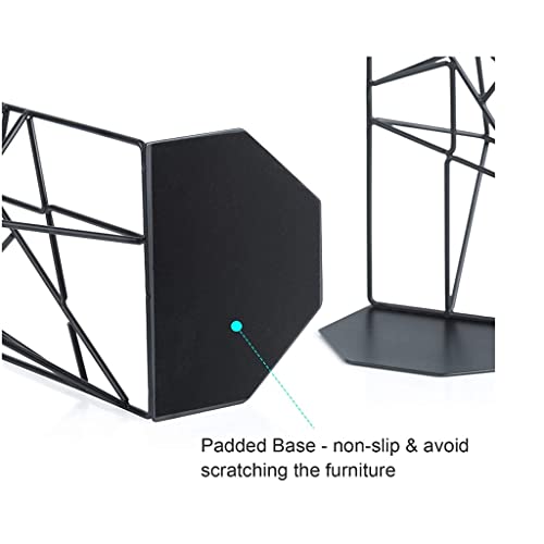 Bookends Decorative Book Support Bookends, Decorative Metal Book Ends Book Supports For Shelves, Book End Unique Geometric Design Bookend, 1 Pair/2 Pieces Book Ends for Heavy Books Book Stoppers ( Col