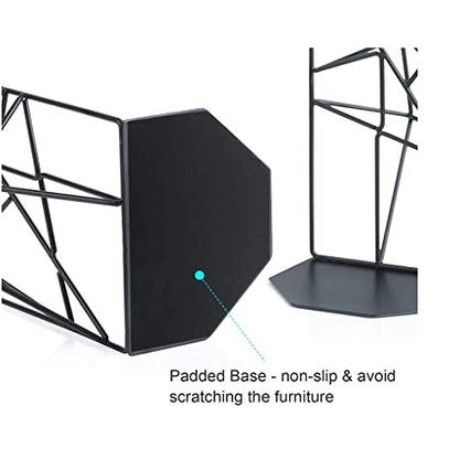 Bookends Decorative Book Support Bookends, Decorative Metal Book Ends Book Supports For Shelves, Book End Unique Geometric Design Bookend, 1 Pair/2 Pieces Book Ends for Heavy Books Book Stoppers ( Col