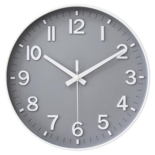 HZDHCLH Wall Clocks Battery Operated,Wall Clock Gray,8 inch Wall Clock Silent Non Ticking Modern 3D Numbers for Kitchen Bedroom Living Room Office Classroom Decor - color: Gray, size: 8 inch