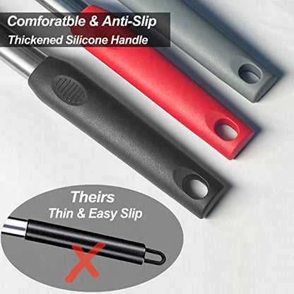Silicone Spatula and Cooking Spoon,5 Pack Non-Stick Cooking Utensils for Kitchen，Heat Resistant Solid & Slotted Spoons and Spatulas, Stainless Steel Handle Coated with Silicone,Black - color: Black