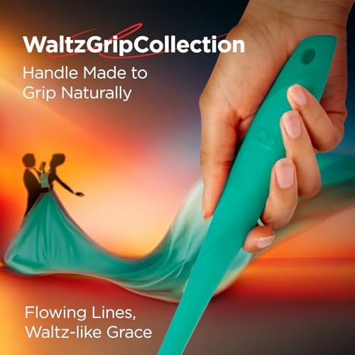 Kitchen Mama WaltzGrip Platinum Silicone Jar & Can Spatula Set, Teal | Heat-Resistant, Dishwasher Safe, Ergonomic Grip, Perfect for Mixing and Scraping, Nonstick Cookware - color: Teal